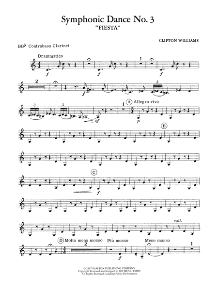 Symphonic Dance No. 3 ("Fiesta"): B-flat Contrabass Clarinet