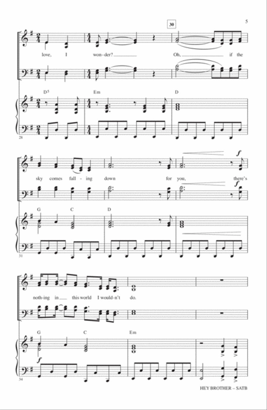Hey Brother 4-Part scores gallery preview page 4
