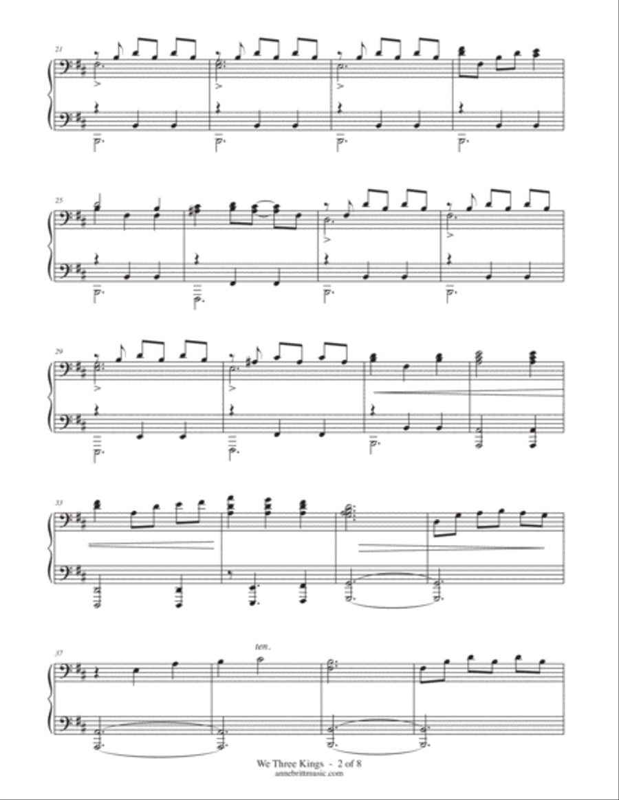 We Three Kings (intermediate piano solo) Piano Solo scores gallery preview page 2