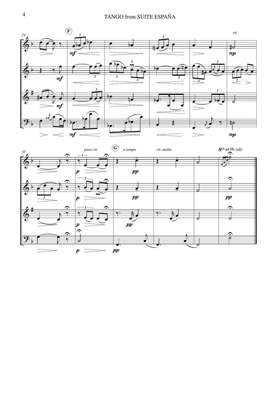 Tango from España Woodwind Quartet scores gallery preview page 4