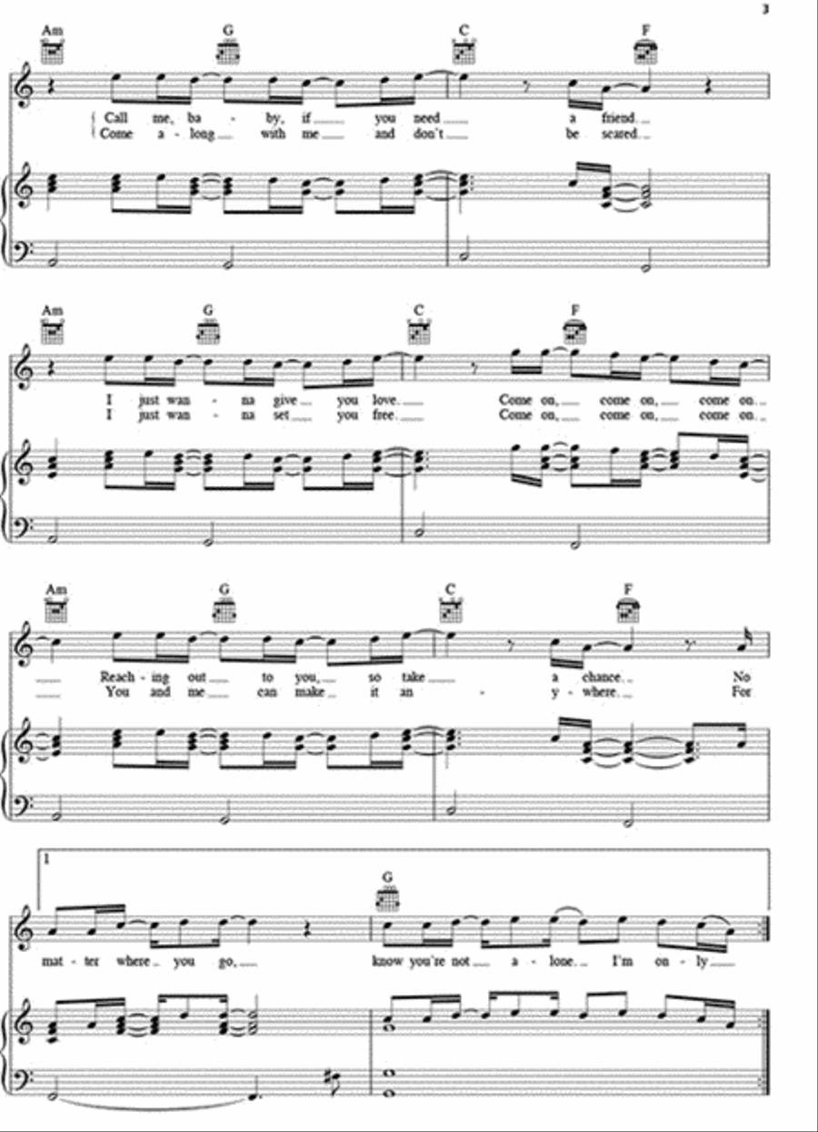 One Call Away Piano, Vocal, Guitar scores gallery preview page 3