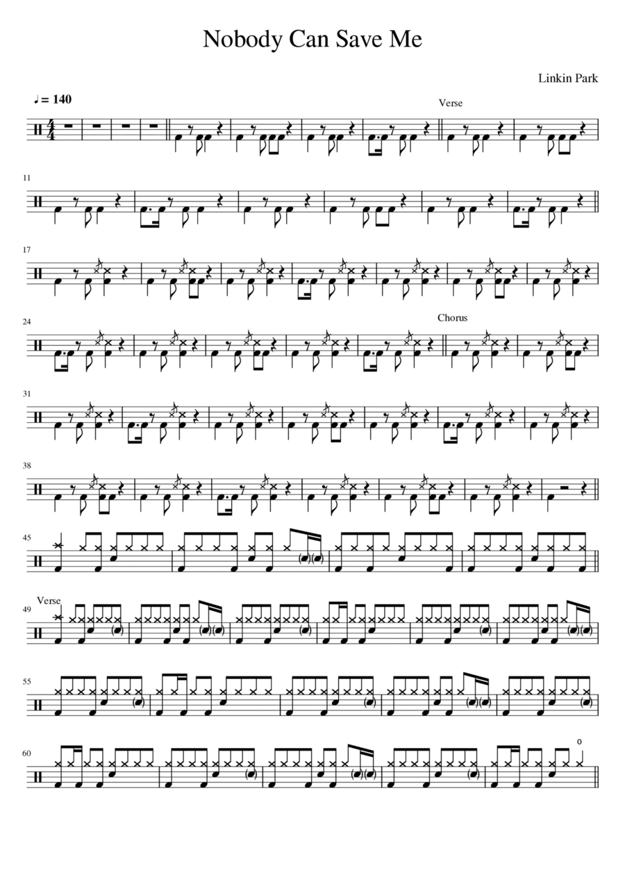 Nobody Can Save Me Nobody Can Save Me Drum Set scores gallery preview page 1