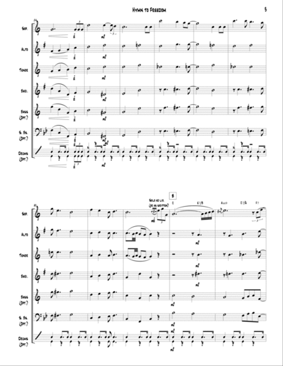 Hymn To Freedom Woodwind Ensemble scores gallery preview page 5