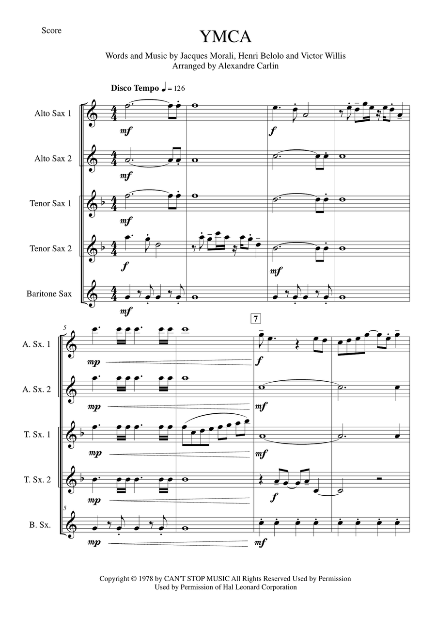 Y.M.C.A. Saxophone Quintet scores gallery preview page 2