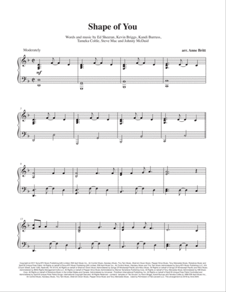 Shape Of You Piano Solo scores gallery preview page 1