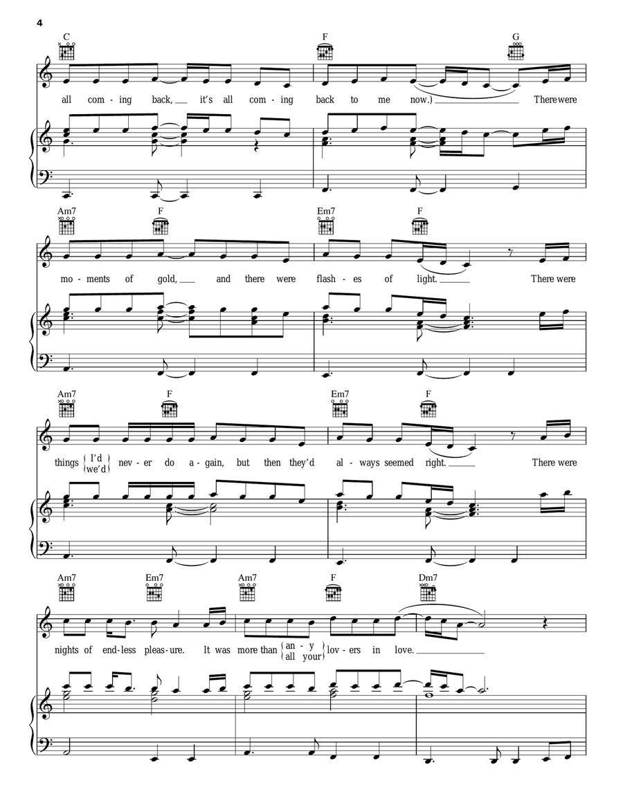 It's All Coming Back To Me Now Piano, Vocal, Guitar scores gallery preview page 4
