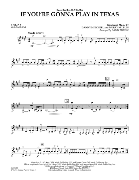 If You're Gonna Play in Texas (You Gotta Have a Fiddle in the Band) - Violin 3 (Viola Treble Clef)