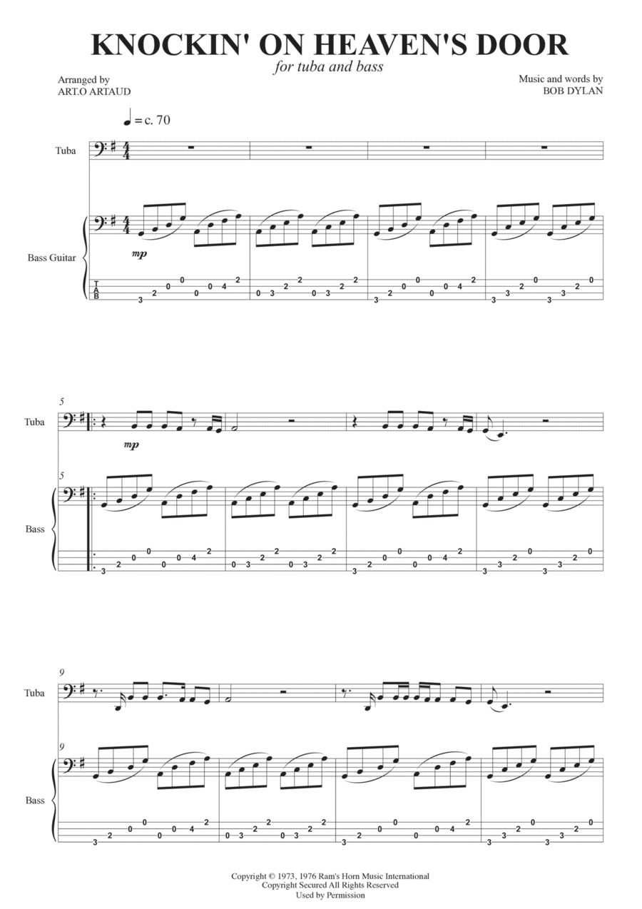 Knockin' On Heaven's Door Chamber Music scores gallery preview page 1