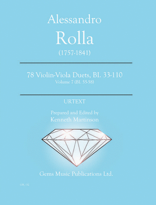 Book cover for 78 Violin-Viola Duets, BI. 33-110 Volume 7 (BI. 55-58)