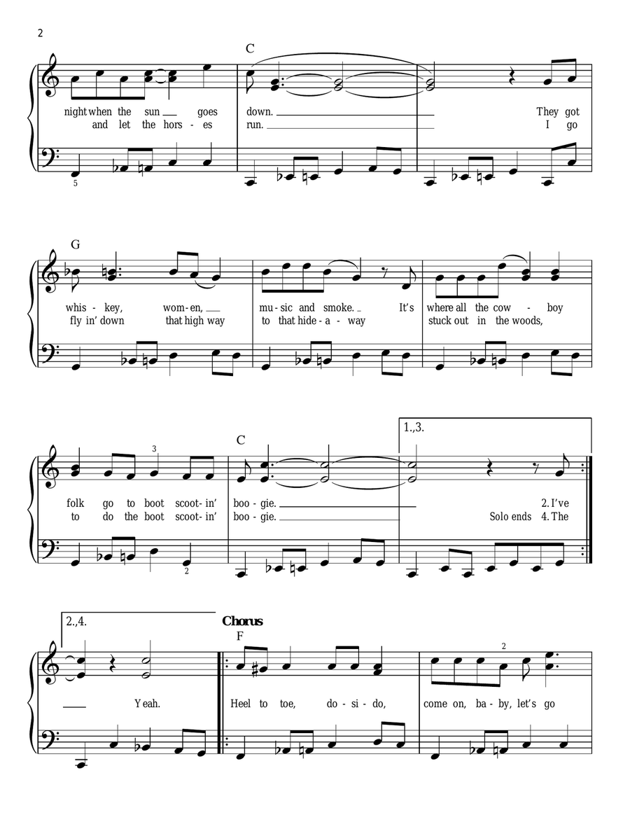 Boot Scootin' Boogie Easy Piano scores gallery preview page 2