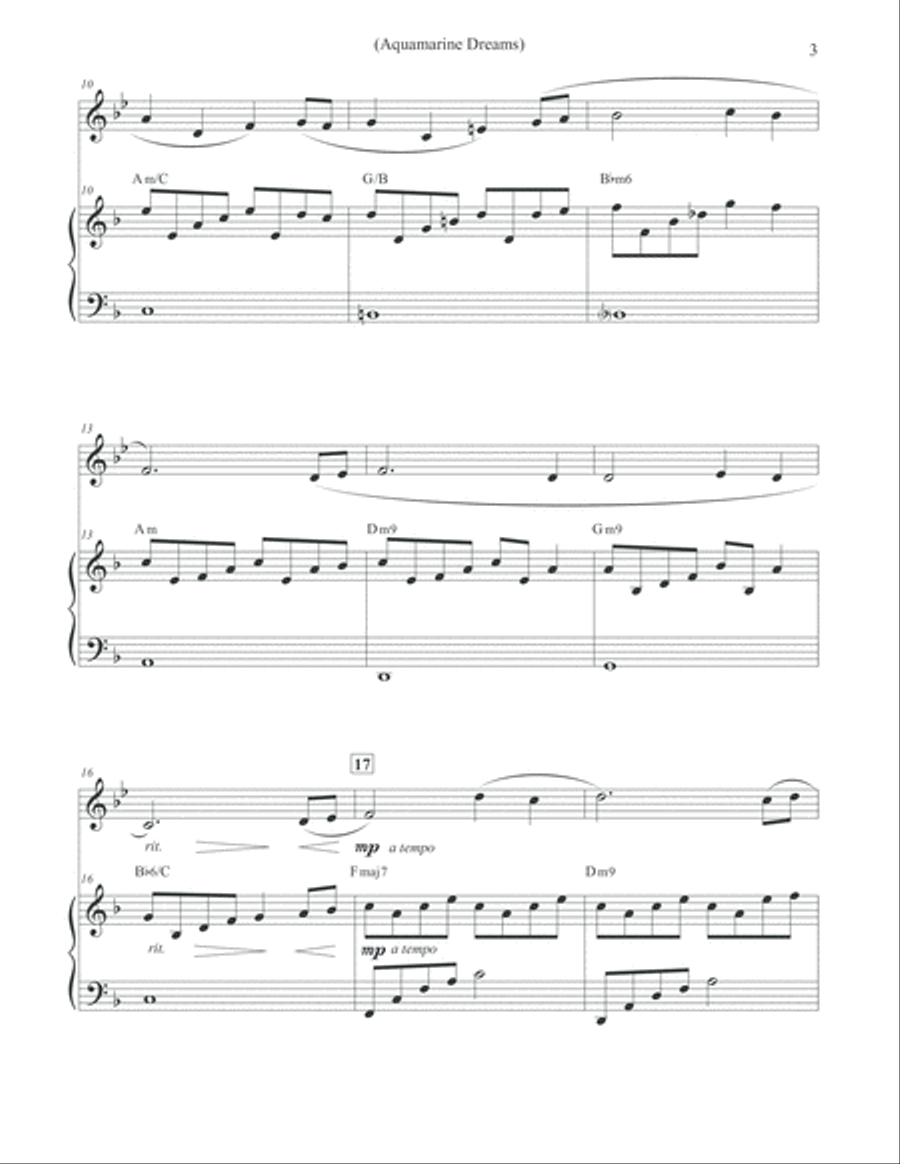 Aquamarine Dreams - Alto Flute & Piano Aquamarine Dreams - Alto Flute & Piano Flute Solo scores gallery preview page 3