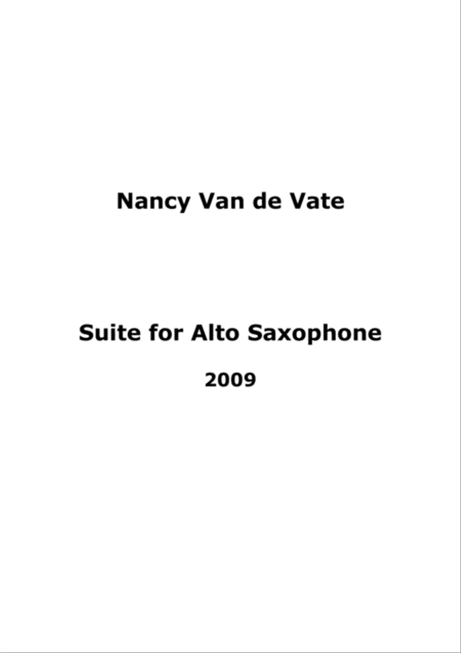 [Van de Vate] Suite for Solo Alto Saxophone