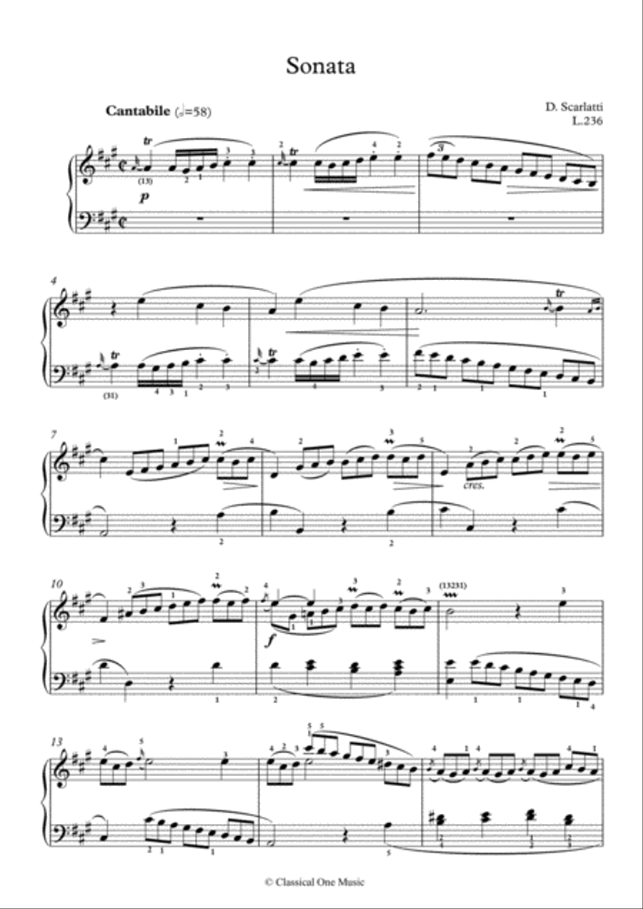 Scarlatti-Sonata in A-Major L.236 K.536(piano) Piano Solo scores gallery preview page 2