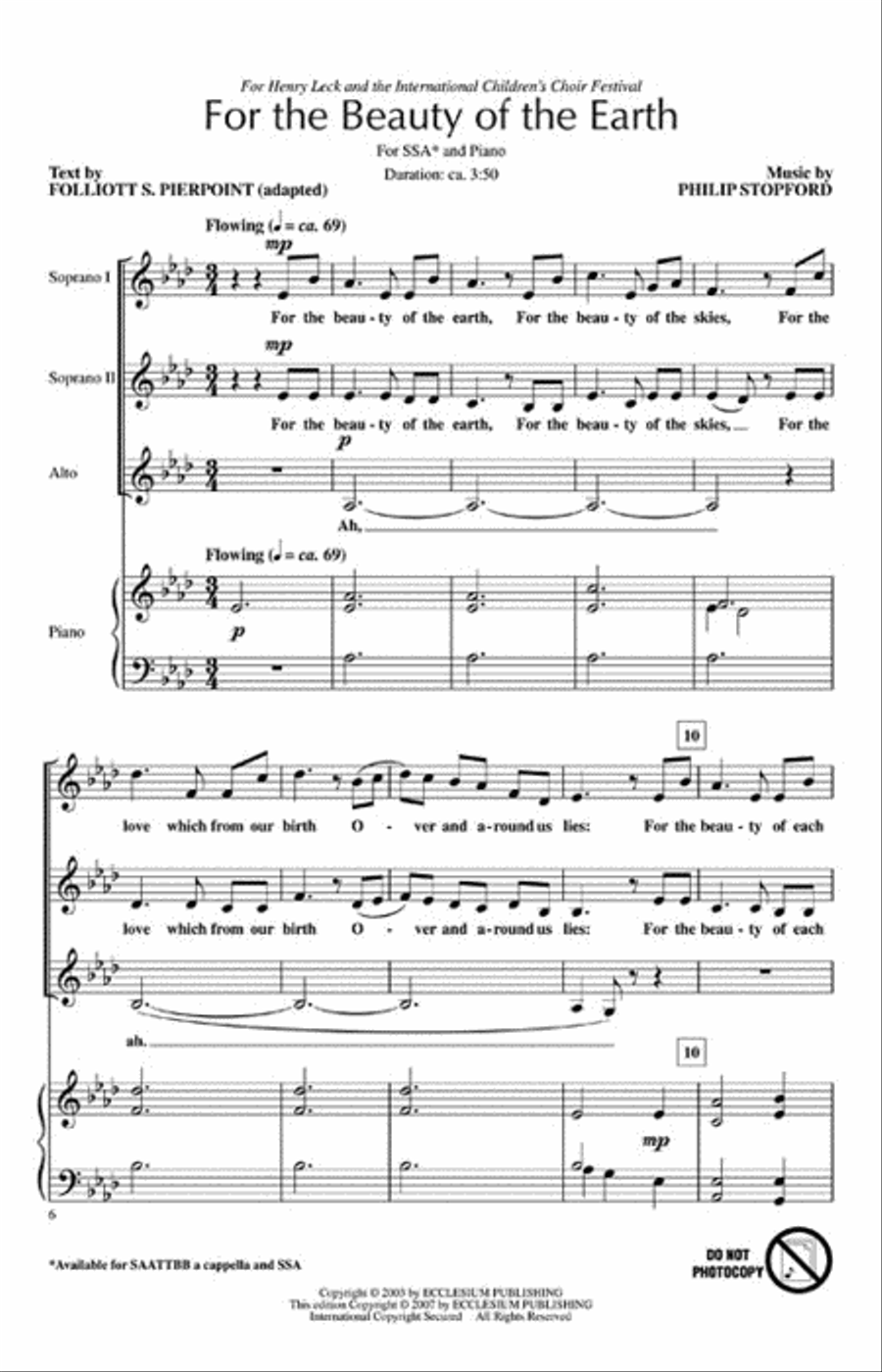 For the Beauty of the Earth SSA scores gallery preview page 2
