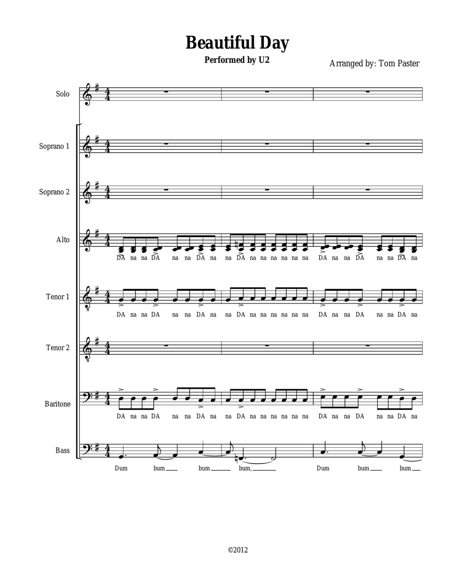 Beautiful Day Divisi scores gallery preview page 1