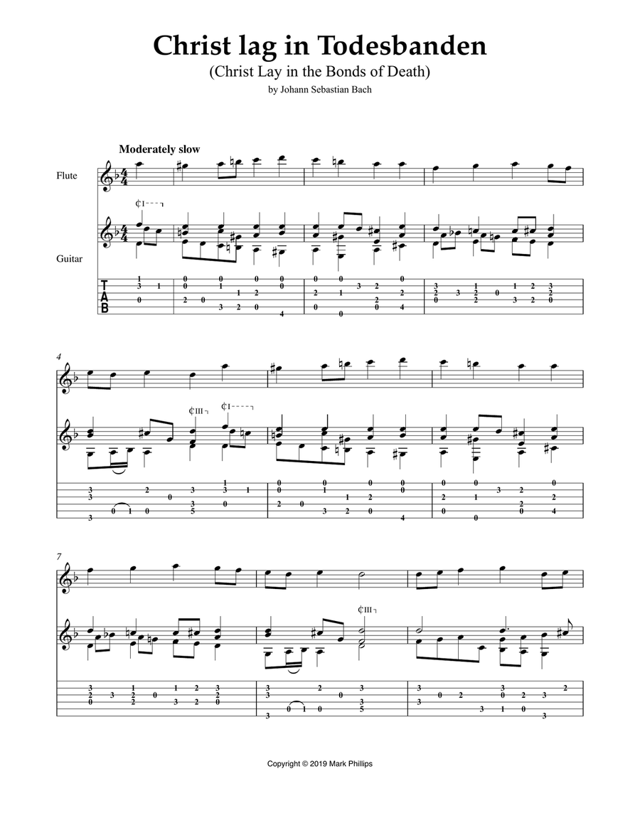 Christ lag in Todesbanden (Christ Lay in the Bonds of Death) Flute scores gallery preview page 1