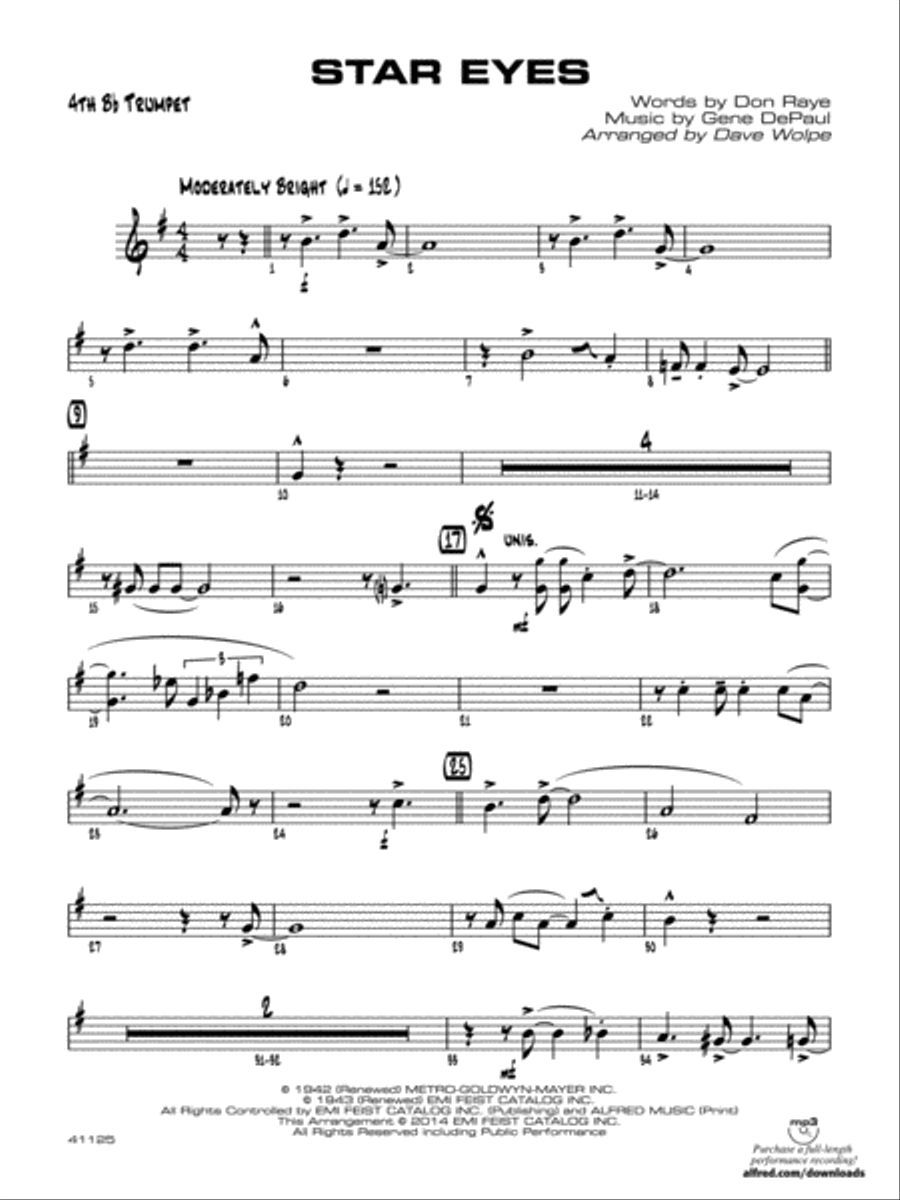 Star Eyes: 4th B-flat Trumpet Jazz Ensemble scores gallery preview page 1