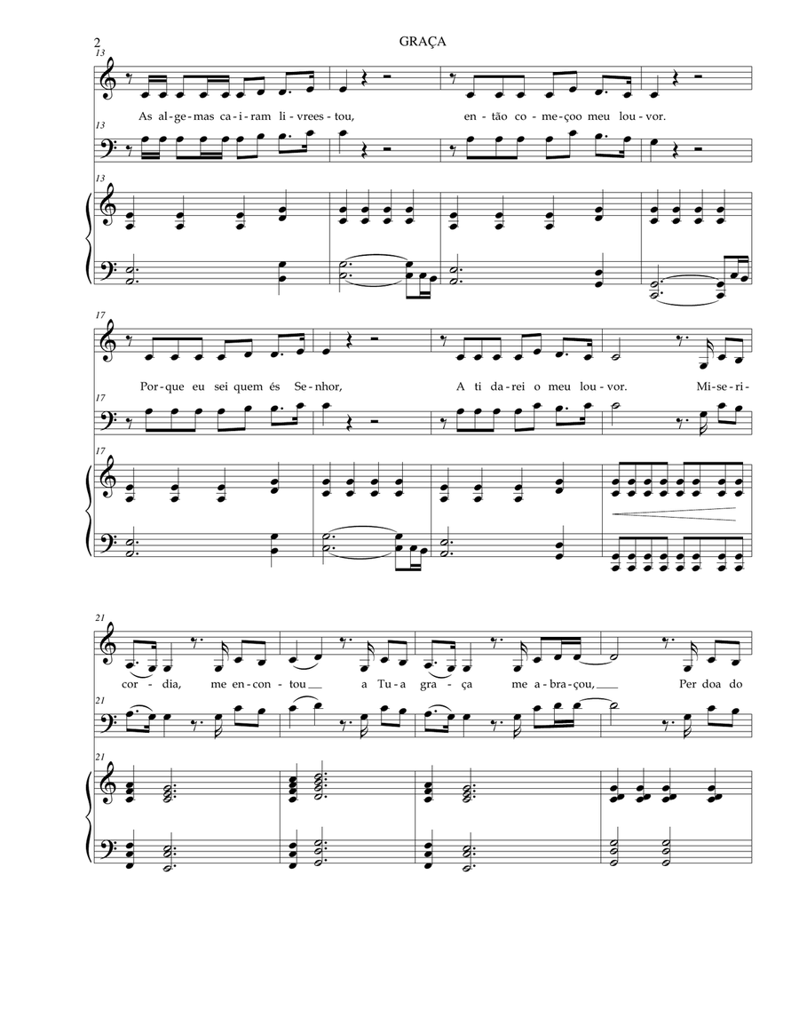 Graca ( SATB e Piano) - PORTUGUES 4-Part scores gallery preview page 2