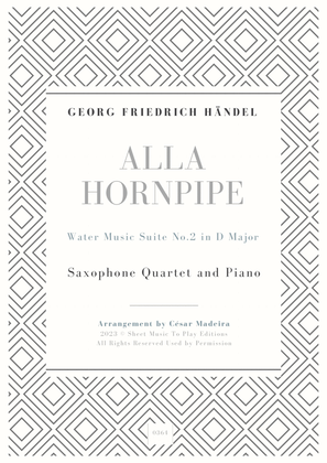 Book cover for Alla Hornpipe by Handel - Sax Quartet and Piano (Full Score and Parts)