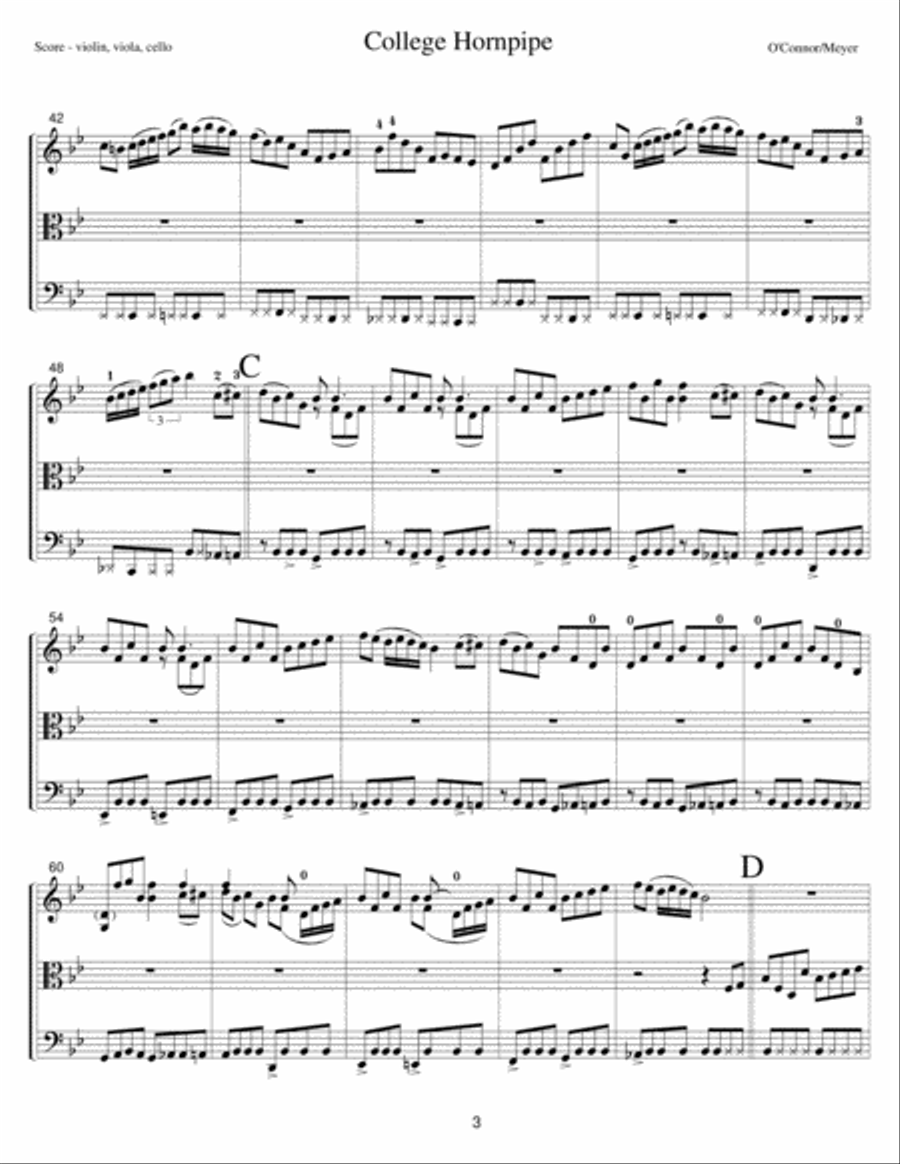 College Hornpipe (score - vln, vla, cel) String Trio scores gallery preview page 6