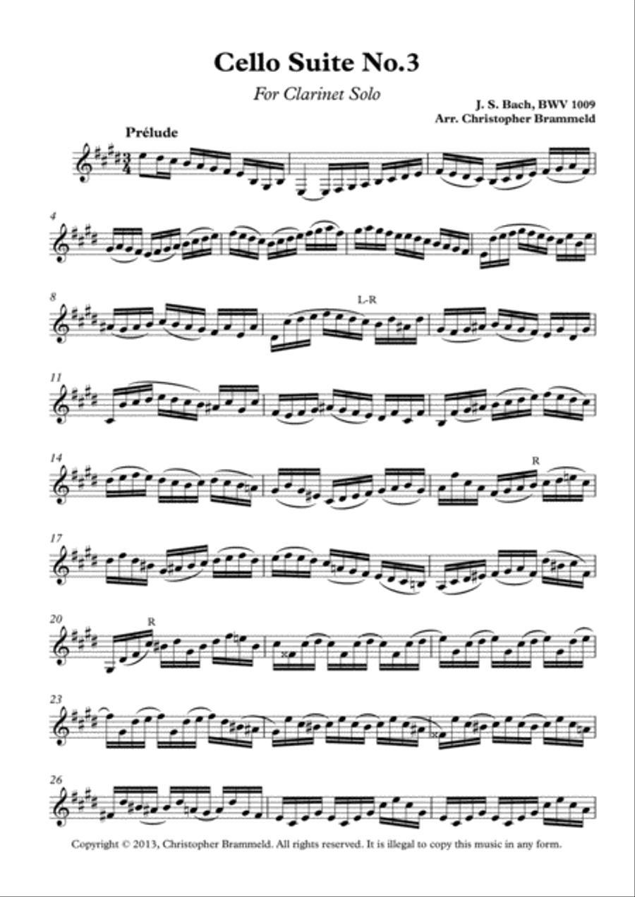 Cello Suite No. 3 Clarinet Solo scores gallery preview page 2