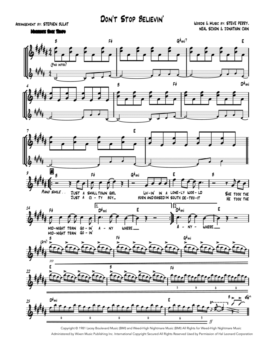 Don't Stop Believin' Piano, Vocal, Guitar scores gallery preview page 1