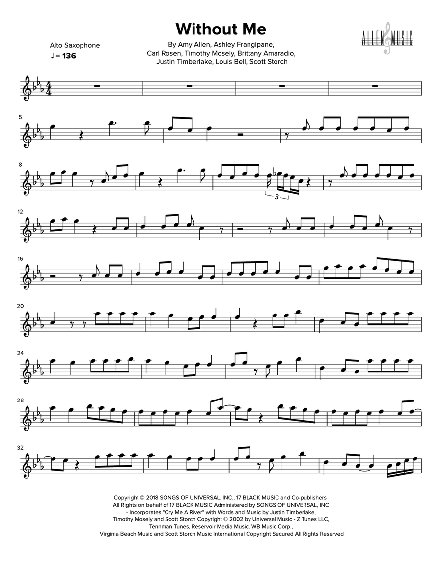 Without Me Alto Saxophone scores gallery preview page 1