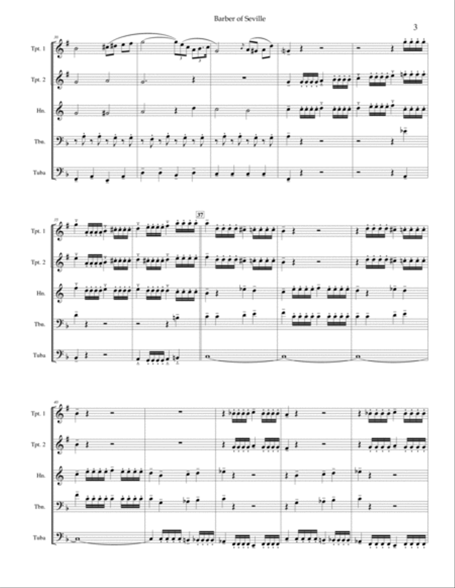 Overture to the Barber of Seville Brass Ensemble scores gallery preview page 3