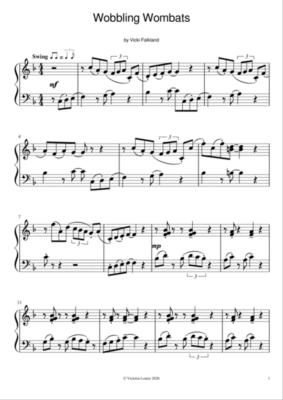 Wobbling Wombats Wobbling Wombats Easy Piano scores gallery preview page 2