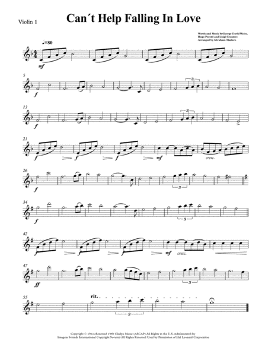 Can't Help Falling In Love String Quintet scores gallery preview page 5