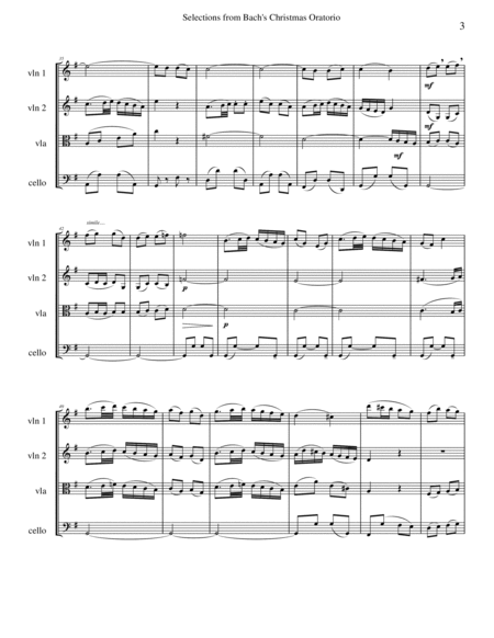 Bach - Christmas Oratorio Selections - String Quartet