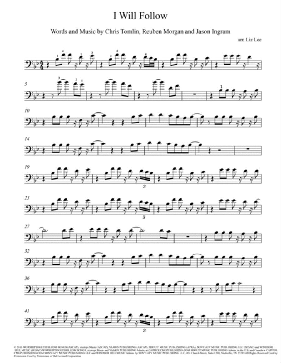 I Will Follow Cello Solo scores gallery preview page 2