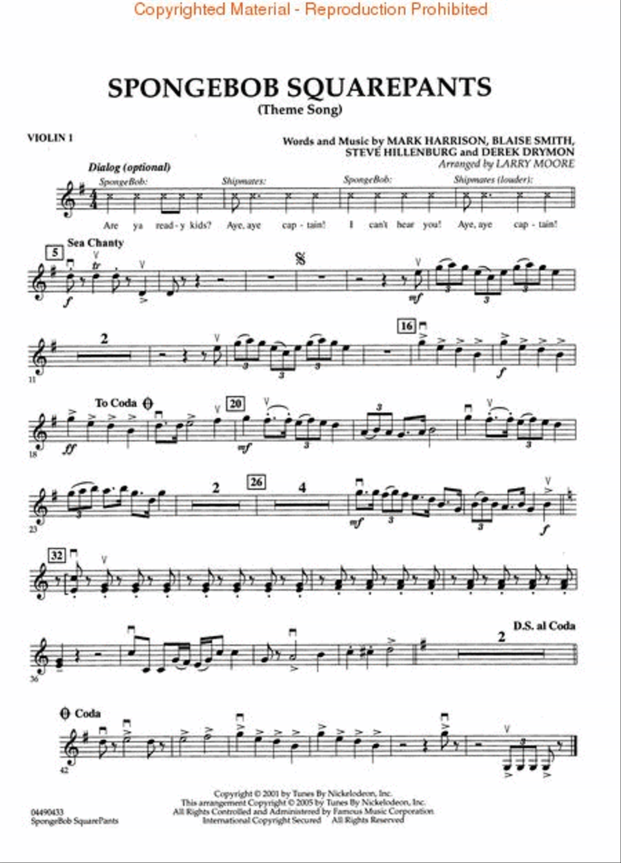 SpongeBob SquarePants (Theme Song) String Quartet scores gallery preview page 3