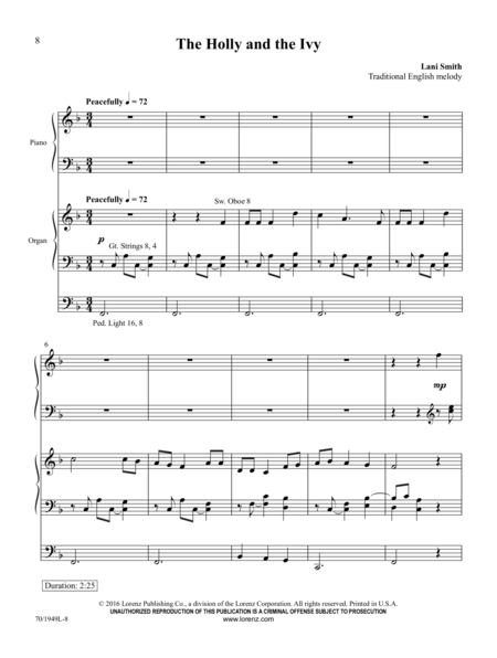 Quiet Songs of a Holy Night by Lani Smith Organ - Sheet Music