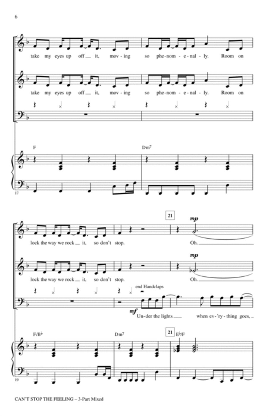 Can't Stop The Feeling (from Trolls) (arr. Audrey Snyder) 3-Part scores gallery preview page 4