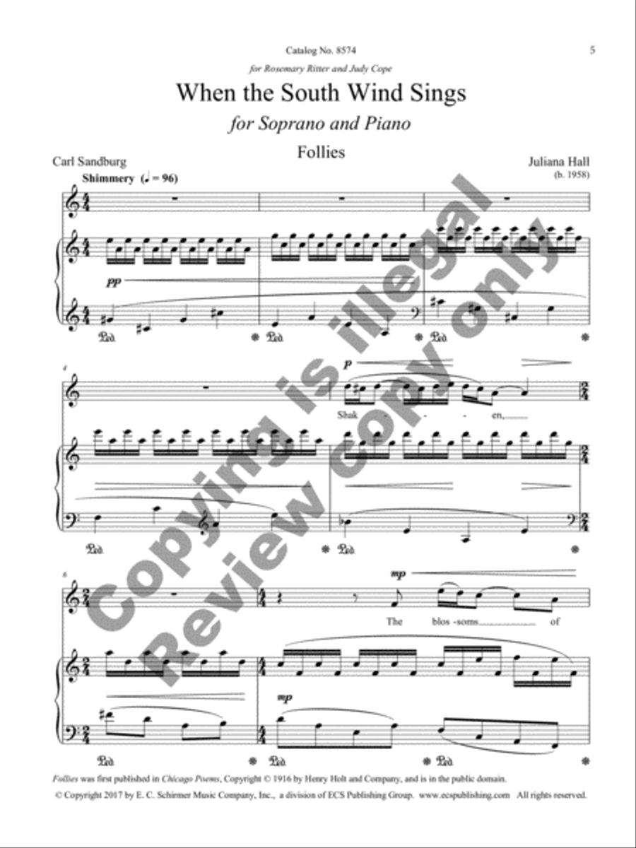When the South Wind Sings Soprano Voice scores gallery preview page 6