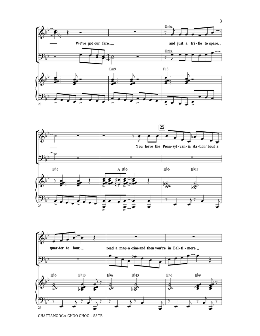 Chattanooga Choo Choo (arr. Mark Brymer) 4-Part scores gallery preview page 3