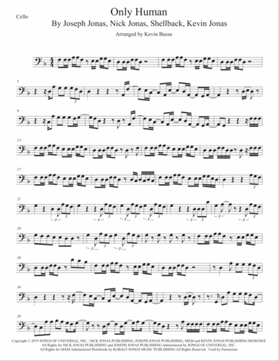Only Human Only Human Cello Solo scores gallery preview page 1