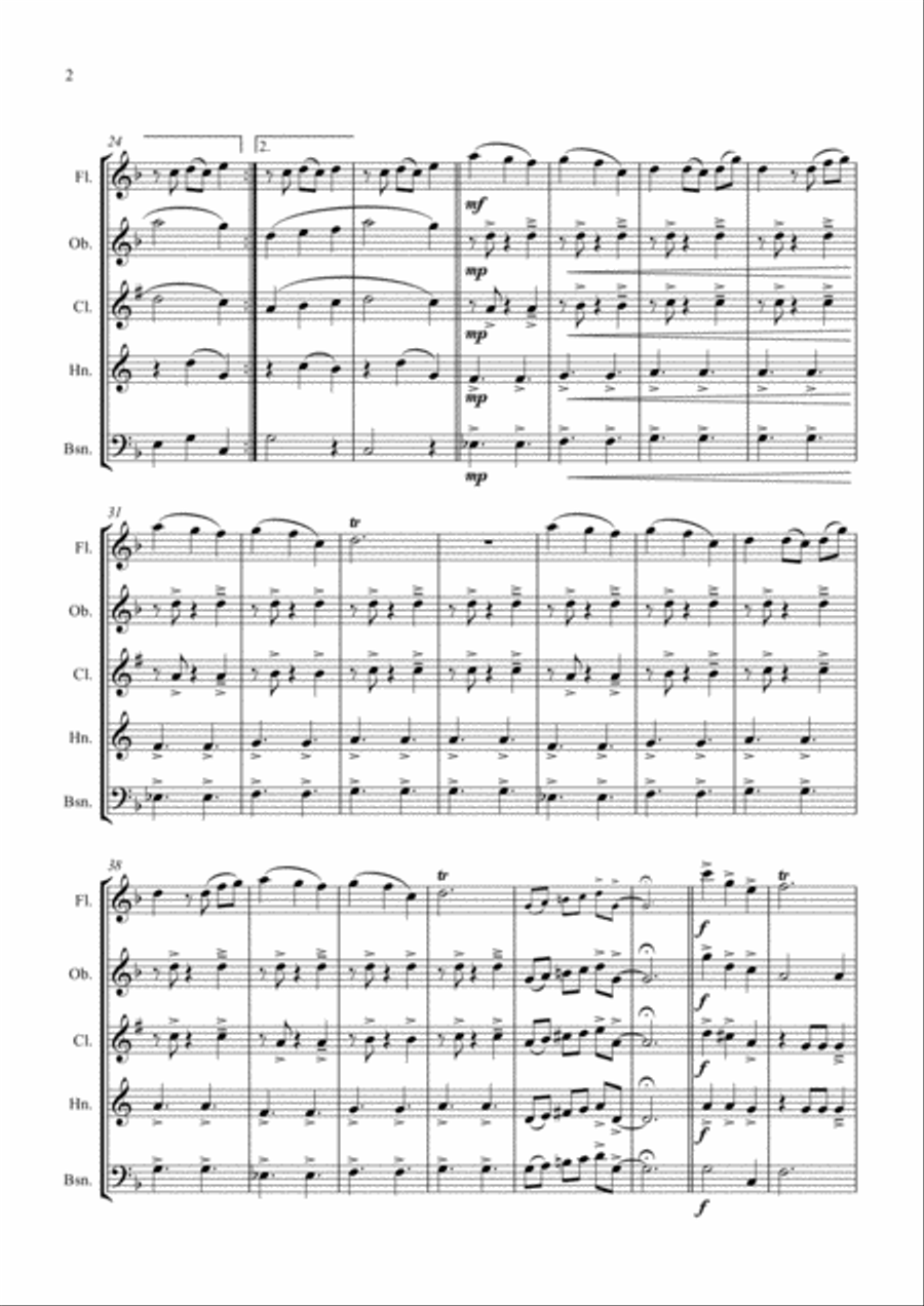 Valse daccord - romantic waltz - Wind Quintet Woodwind Quintet scores gallery preview page 3