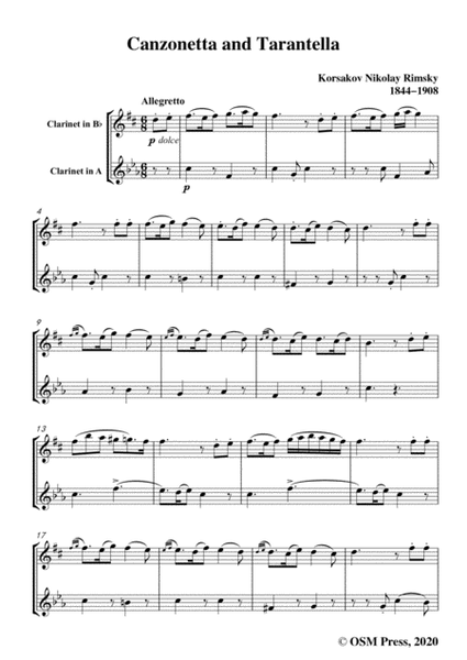Rimsky-Korsakov-Canzonetta and Tarantella,for 2 Clarinets image number null