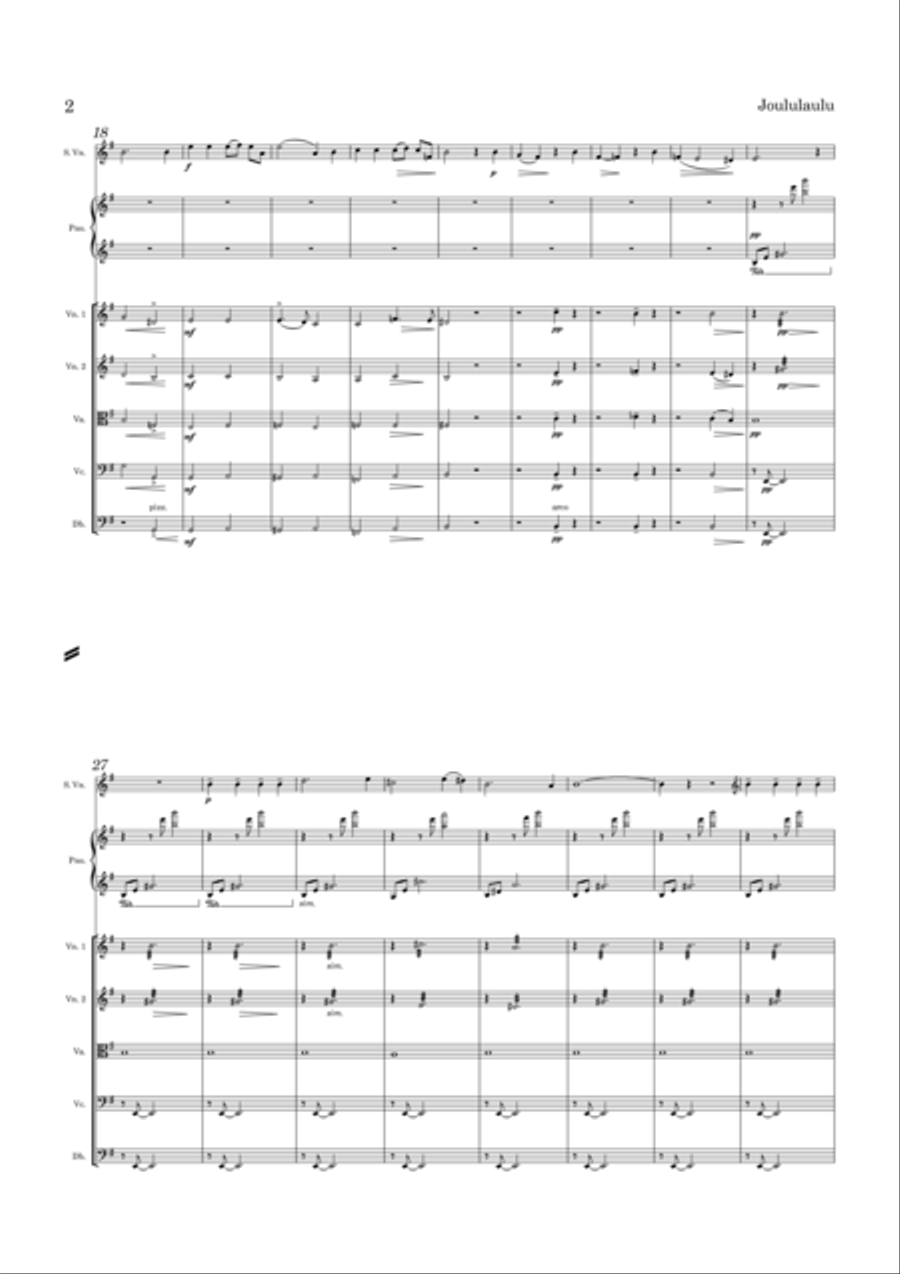 Kuula Joululaulu Op. 22 No. 1 for Violin and String Orchestra String Orchestra scores gallery preview page 3