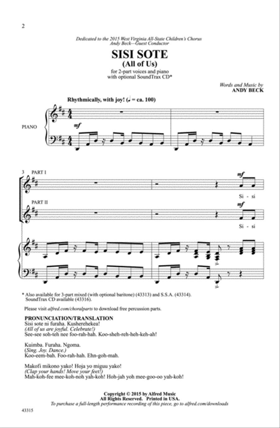 Sisi Sote Sisi Sote Choir scores gallery preview page 1