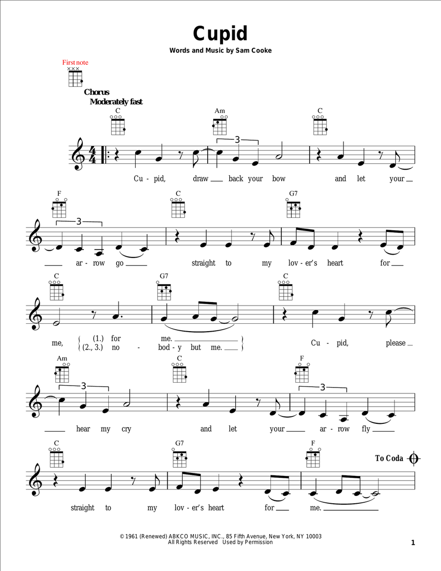 Cupid Ukulele scores gallery preview page 1