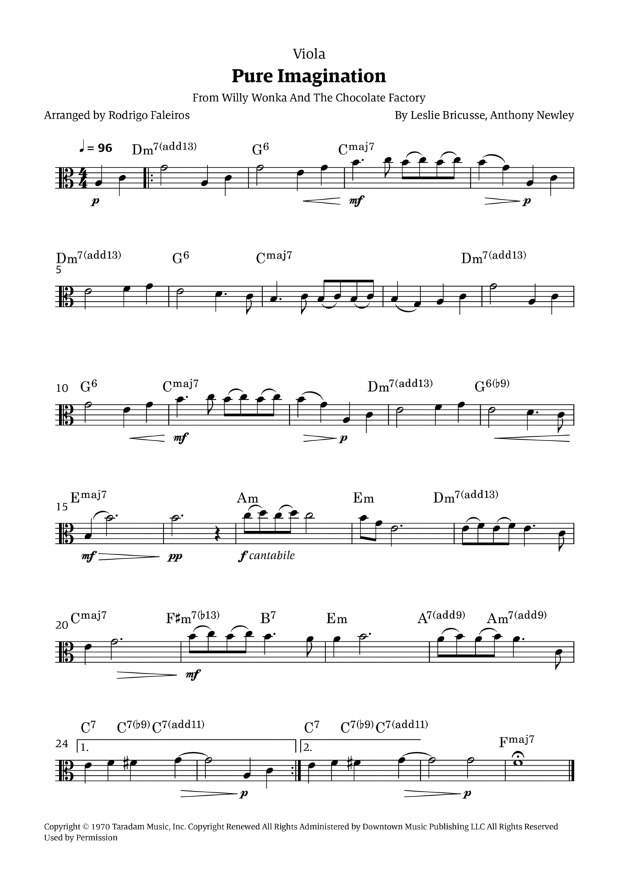 Pure Imagination Viola Solo scores gallery preview page 1