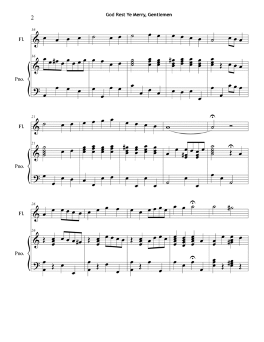 God Rest Ye Merry, Gentlemen (Flute w/Piano Accompaniment) Flute scores gallery preview page 2