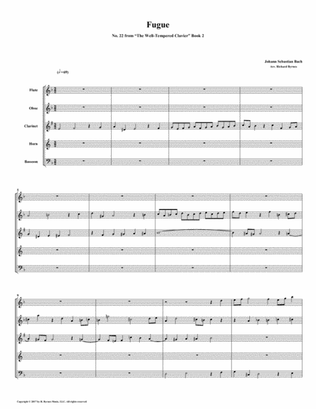 Fugue 22 from Well-Tempered Clavier, Book 2 (Woodwind Quintet)