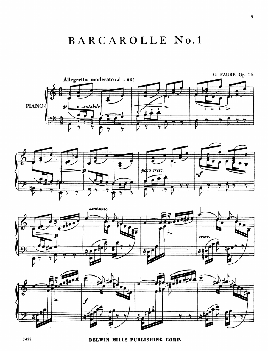 Fauré: Six Barcaroles