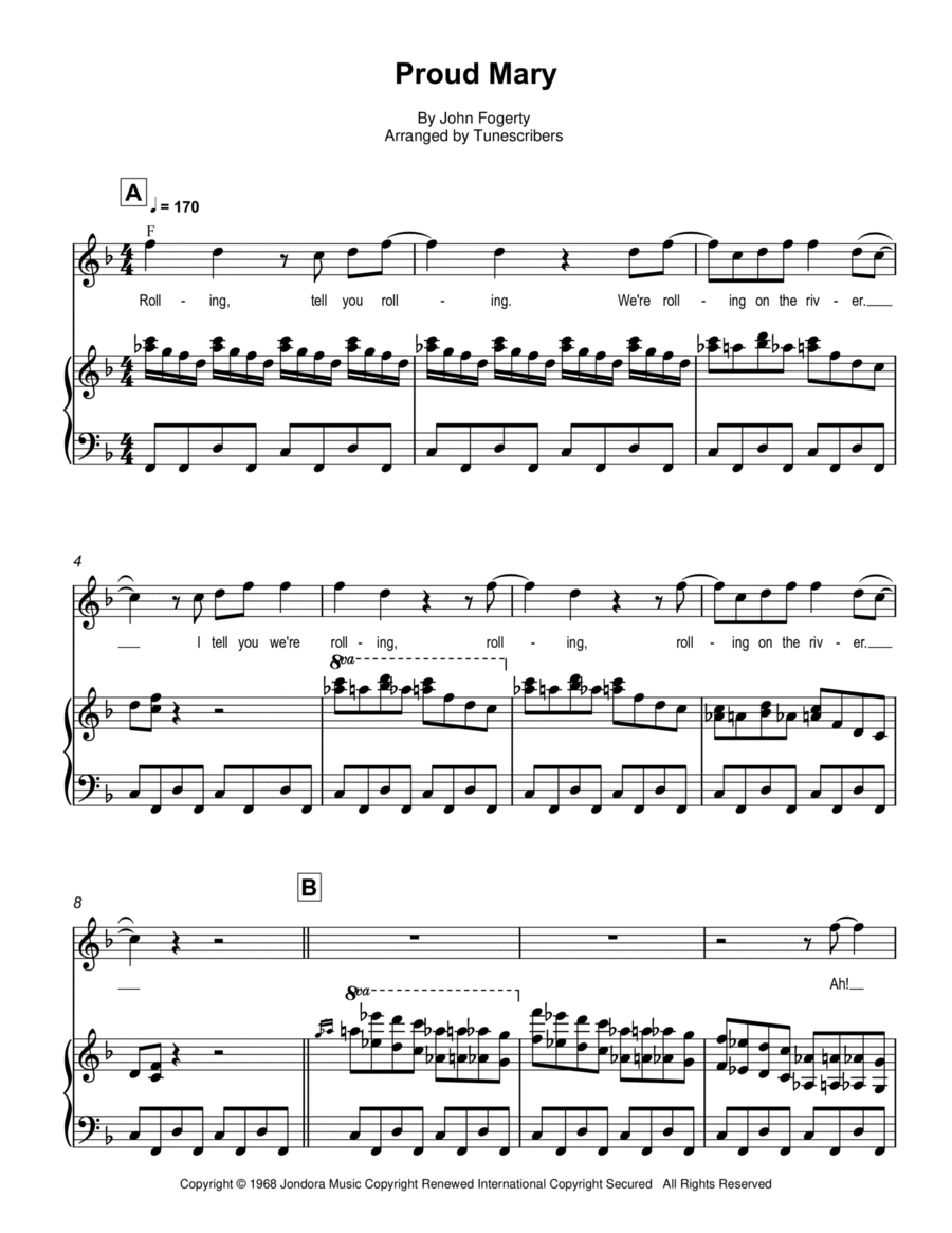 Proud Mary Guitar Tablature scores gallery preview page 1