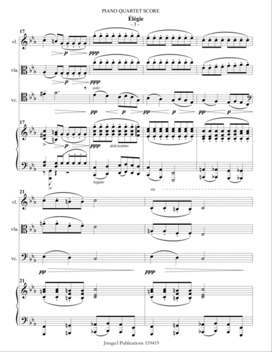Fauré: Élégie Op. 24 for Piano Quartet Piano Quartet scores gallery preview page 3