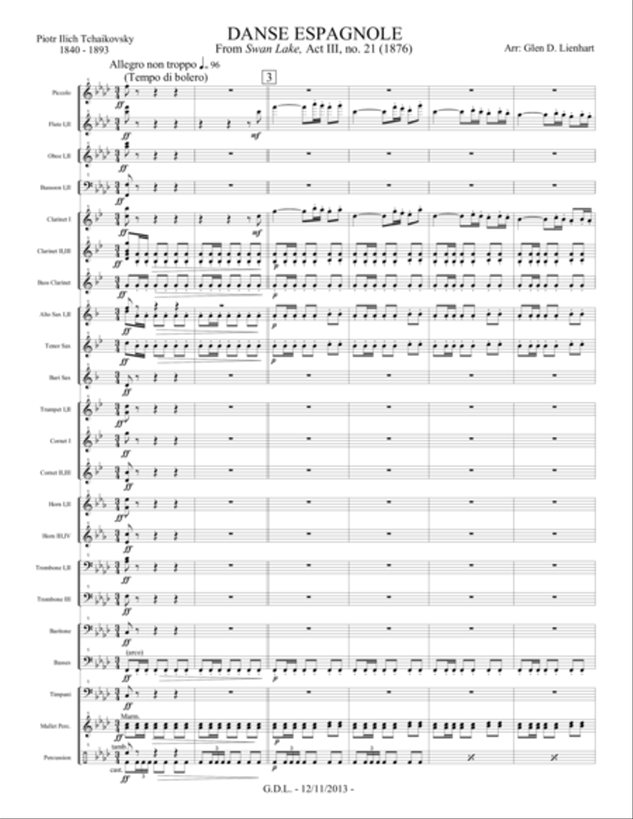 Swan Lake Danse Espagnole - Extra score (Band) Concert Band scores gallery preview page 1